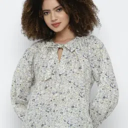 American Eagle Outfitters Off-White Cotton Floral Print Top-picture-29