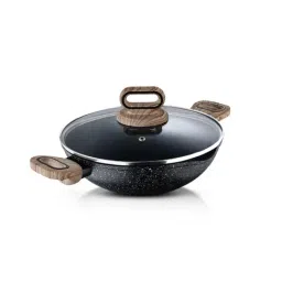 Bergner Grey Non-Stick Marble Induction Base Kadhai with Lid - 24cm (2L)-7