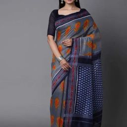 Saree Mall Grey Printed Saree With Blouse-image-37