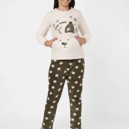 Sweet Dreams Kids Off White & Olive Printed Tracksuit-image-73