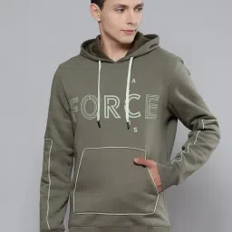 ALCIS Green Regular Fit Hooded Sweatshirt-17