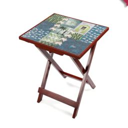 India Circus by Krsnaa Mehta Tiled Lotus Extravaganza Teal Beech Wood Bedside Table-image-38