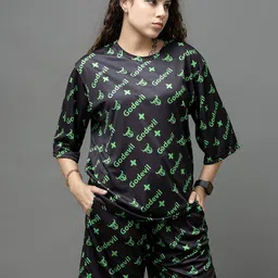GO DEVIL Printed Round Neck T-Shirt With Shorts Co-Ords-image-43
