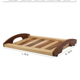 VarEesha Brown Sheesham Wood Rectangular Tray - Set of 2 image 5