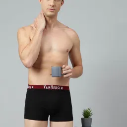 Van Heusen Sport Regular Fit Plush Back Elasticized Waistband Double Layer Gusset Trunks - Black image 5