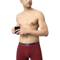 Van Heusen Sport Regular Fit Jaspe Textured Double Layer Gusset Solid Trunks - Deep Red Jaspe image 5