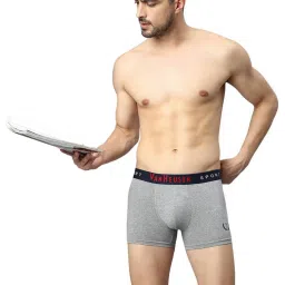 Van Heusen Sport Regular Fit Plush Back Elasticized Waistband Double Layer Gusset Trunks - Grey image 5