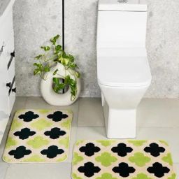Saral Home Green Polypropylene Modern Bathmat-37