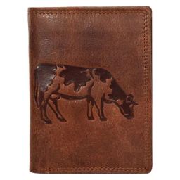 Sassora Brown Pure Leather RFID Brass Antique Embossed Pattern Notecase Wallet-2