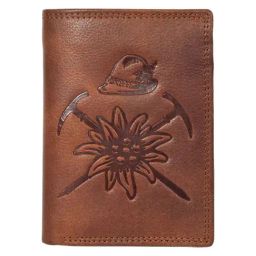 Sassora Brown Pure Leather RFID Brass Antique Embossed Pattern Notecase Wallet-3