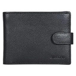 Sassora Black Premium Leather RFID Bifold Loop Closure Wallet-48