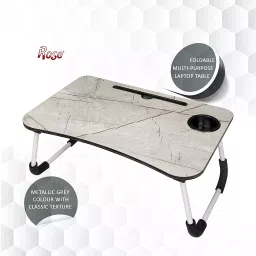 Rose Plastic Rectangle Multi-Purpose Laptop Table with Integrated Carry Handle and Dock Stand Grey image 5