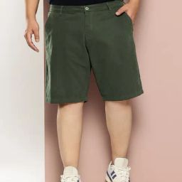 Thomas Scott Green Cotton Regular Fit Shorts-image-24