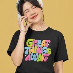 MASTI TEES Women Typography Printed Round Neck Cotton T-shirt-picture-41