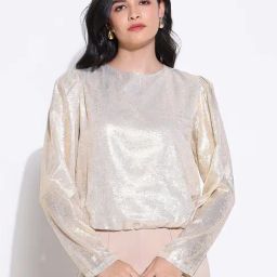 SHOWOFF Gold Solid Full Sleeves Top-image-22