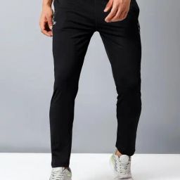 Dida Black Polyster Regular Fit Solid Trackpant-image-27