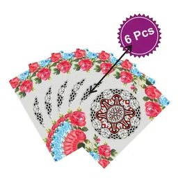 LooMantha Red and Blue 6 Pieces Floral Printed Table Placemats-21