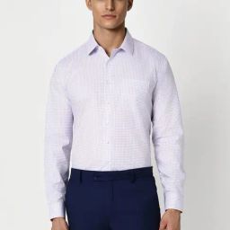 Van Heusen White Slim Fit Checks Shirt-image-81