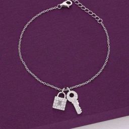 Kai Jewel Sterling Silver Lock and Key Charm Bracelet for Women-image-31
