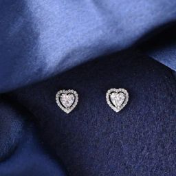 Clara 925 Silver Platinum Plated Swiss Zirconia Zilvia Heart Solitaire Earrings for Women-28