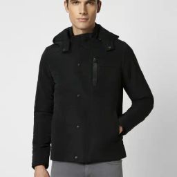 Van Heusen Black Regular Fit Hooded Jacket-image-41