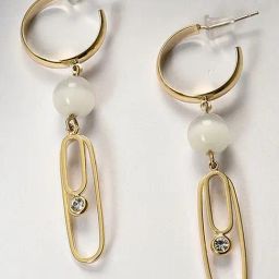 Sohi Gold Plated Beaded Hoop Earrings-image-54