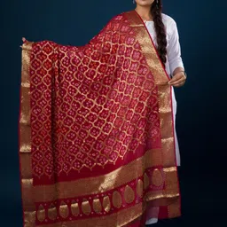 KCPC BANDHANI Bandhani Printed Pure Georgette Banarasi Dupatta-picture-0