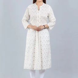 Cotton Culture Cream Cotton Printed A Line Kurta-picture-9
