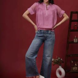 NEUDIS Pink Self Pattern Top-image-65
