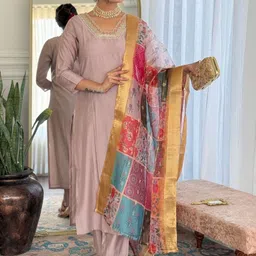URMIR FASHION Women Floral Regular Thread Work Kurta with Trousers & With Dupatta-picture-46