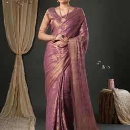 Saree Mall Mauve Georgette Self Saree with Blouse Piece-11