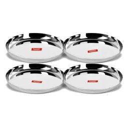 Sumeet Silver Stainless Steel Dinner Plate - Set of 4-37