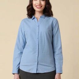 Allen Solly Blue Cotton Polka Dots Formal Shirt-image-59