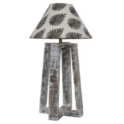 Tucasa SHS-35 Mango Wood Cotton B-22 Table Lamp 18 Inch (White and Beige)-44