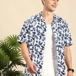 Mast & Harbour Men Floral Print Relaxed Fit Cuban Collar Casual Shirt-picture-1