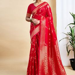 HERE&NOW Woven Design Zari Silk Blend Banarasi Saree-picture-16