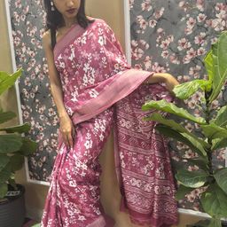 HELLA FASHIONS Floral Printed Zari Saree-image-82
