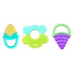 Mastela Super Soft Silicone Teether Corn Ring Green & Grapes Pack Of 3 - Multicolor-10