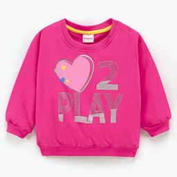 Babyhug Full Sleeves Graphics Sweatshirt With Glitter And Rhinestones Detailing - Pink-image-73