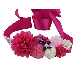 SYGA Pregnant Woman Baby Shower Maternity Flower Belt For MOM To Be & Daddy To Be Woman Belt Photography Props Dark Pink-image-14
