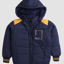 TOONYPORT Full Sleeves Quilted Hooded Winter Jacket - Navy Blue-image-82