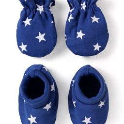 Babyhug 100% Cotton Mittens & Booties Set Star Print - Navy Blue-image-99