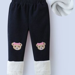 Kookie Kids Full Length Lounge Pants Bear Embroidered- Navy Blue-image-60