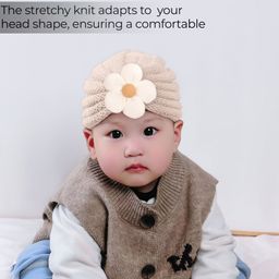 Bembika Wool Flower Designed Winter Beanie Cap - Off White-image-0