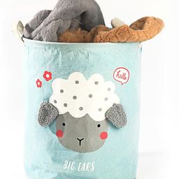 House of Quirk Round Laundry Basket, Cute Cartoon Kids Nursery Hamper,Boys Toy Storage Organizer,Childern Cloth Storage Basket,Baby Laundry Hamper,Nursery Bin Box Room Decoration (Blue Sheep)-image-68