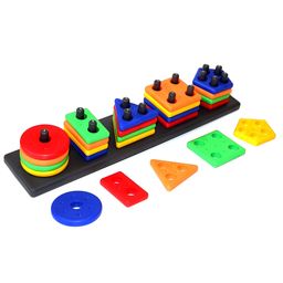 YAMAMA Angle Geometric Plastic Blocks Sorting And Stacking Toys For Toddlers And Kids Preschool Color Stacker Shape Sorter Gift Educational Learning Toy - Multicolor-7