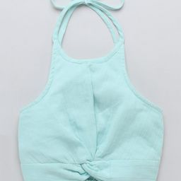 Taffykids 100% Cotton Sleeveless Solid Crop Top - Mint Green-picture-30