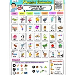EDUSTAR Phonics Calendar - Interactive Learning Tool for Monthly Phonics Practice - Multicolor-20