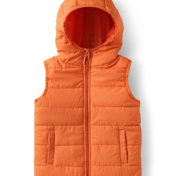 Babyhug Woven Sleeveless Solid Padded Hooded Jacket - Orange-picture-27