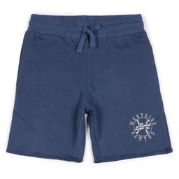 ALAN JONES Cotton Blend Knit Westside Champs Text Printed Shorts - Blue-picture-42